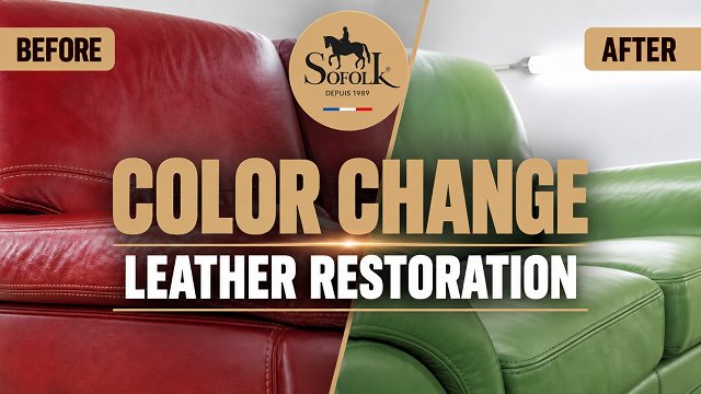 SPECTACULAR LEATHER REFURBISHMENT: transforming a RED sofa into a GREEN one