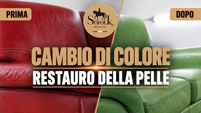 SPETTACOLARE RINNOVAMENTO IN PELLE: da un divano ROSSO a uno VERDE