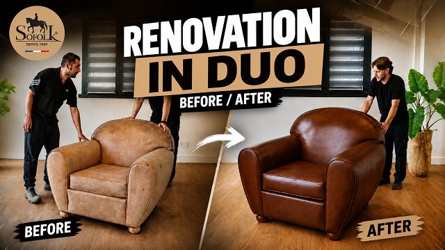 My mate wanted to THROW AWAY his leather armchair: we refurbished it at his place!