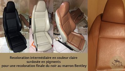 
Leather car seat restored