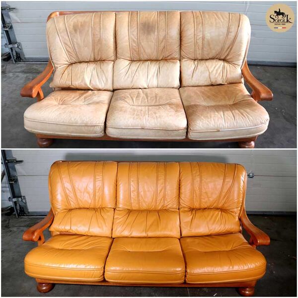 restored leather sofa