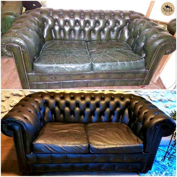 restored leather sofa