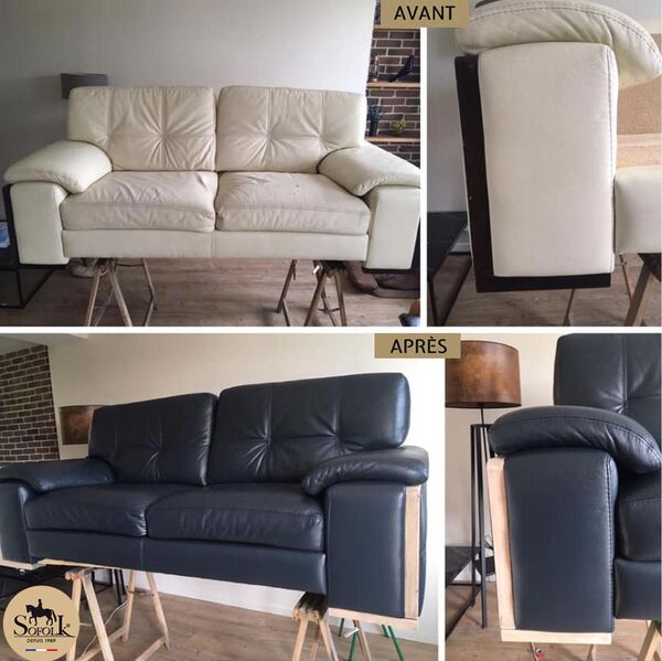 restored leather sofa