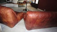 recolour a sofa and a fane armchair with light in the original bordeaux red colour