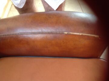 Repair snags on leather club armchair - 2