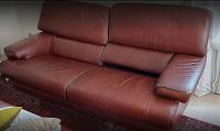 canapé cuir rénové en 2 couleurs. super résultat
