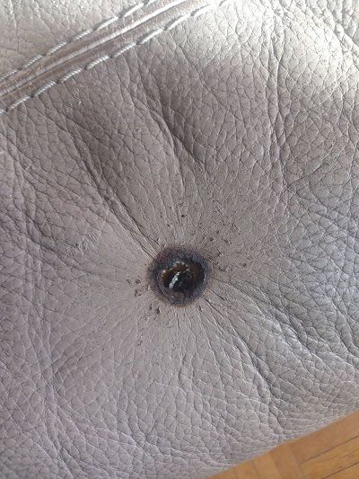 repair a burn on a leather sofa