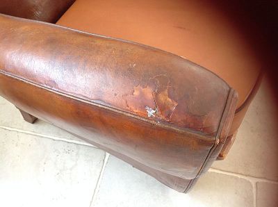 repair snags on leather club armchair