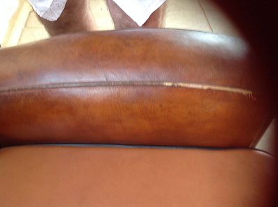 repair snags on leather club armchair
