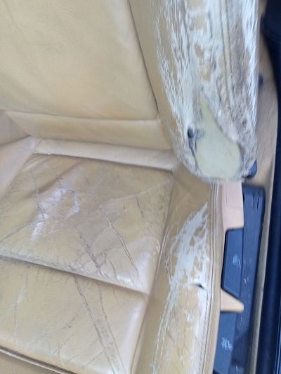 repair of saffron yellow leather seat
