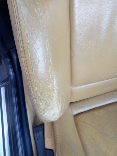 repair of saffron yellow leather seat