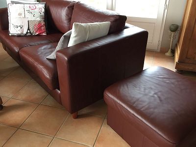 re-colouring of bottle green sofa in brown