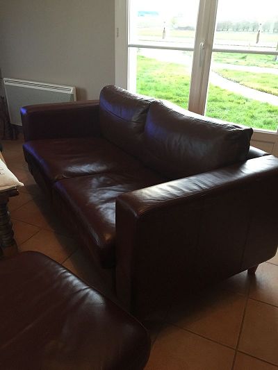 re-colouring of bottle green sofa in brown