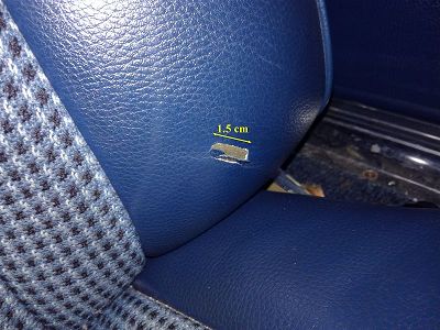 Coupure/trou dans skai Mercedes SL 280 sl 1976