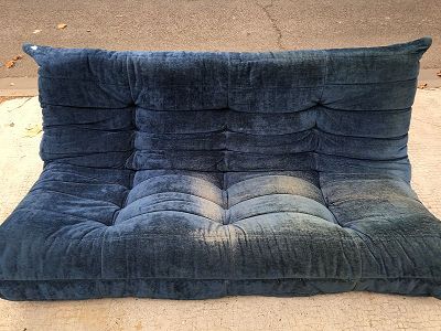Canapé velours bleu (années 70)