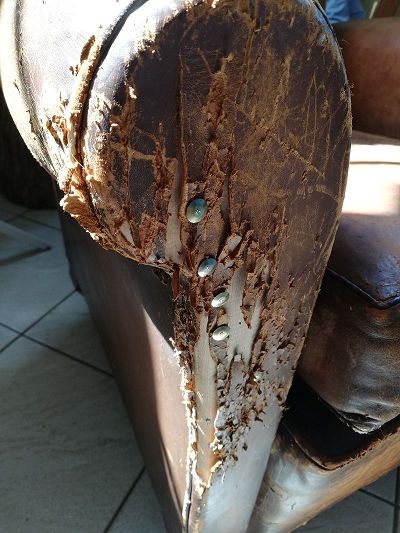 Restauration fauteuil club en cuir