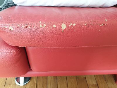 Renovation canapé cuir rouge