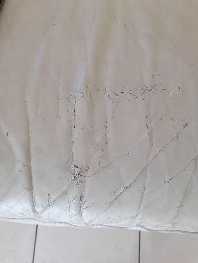 Rénovation salon en cuir beige.