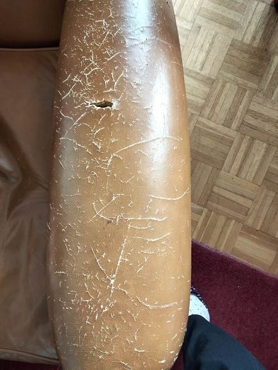 réparation grosse déchirure coussin assise fauteuil cuir