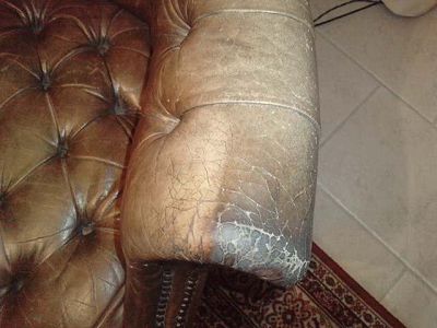 Rénovation fauteuil en cuir abimé